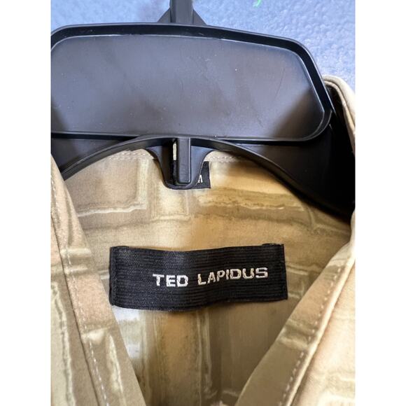 TED LAPIDUS Paris M men's Abstract Geometric long Sleeve Button Up Shirt beige - Picture 4 of 10